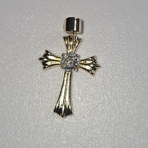 Gold Cross Pendant with Crystal Accent
